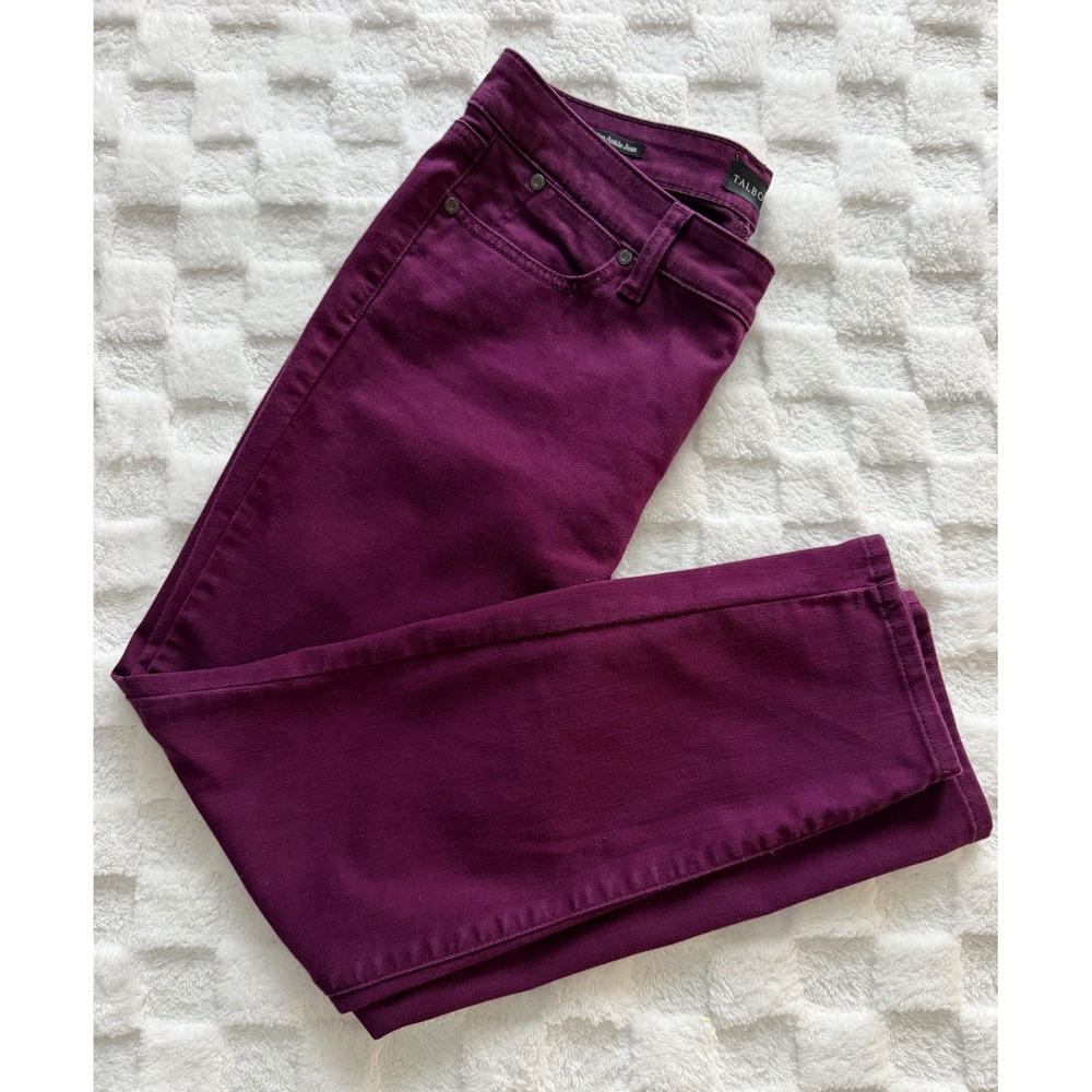 Talbots Womens Slim Ankle Jeans Purple Plum Stretch Five Pocket Pants 8 Petite